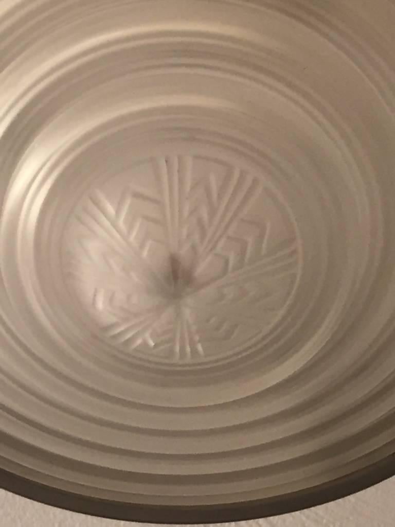 G. Leleu Signed French Art Deco Chandelier / Semi Flush Mount In Excellent Condition In North Bergen, NJ