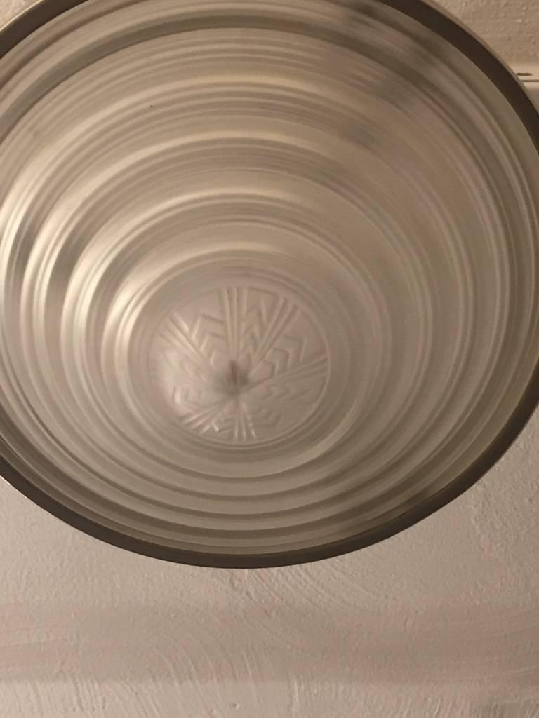 Mid-20th Century G. Leleu Signed French Art Deco Chandelier / Semi Flush Mount