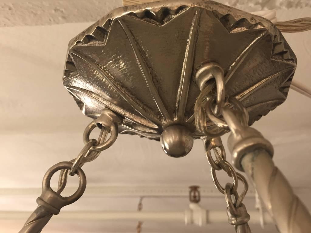 G. Leleu Signed French Art Deco Chandelier / Semi Flush Mount 2