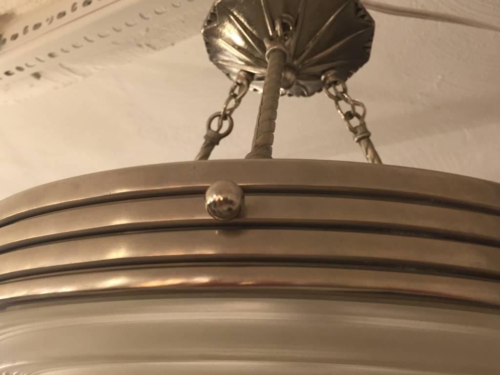 G. Leleu Signed French Art Deco Chandelier / Semi Flush Mount 3