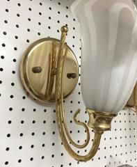 Pair of Italian Murano Calla Lily Mid-Century Brass Sconces