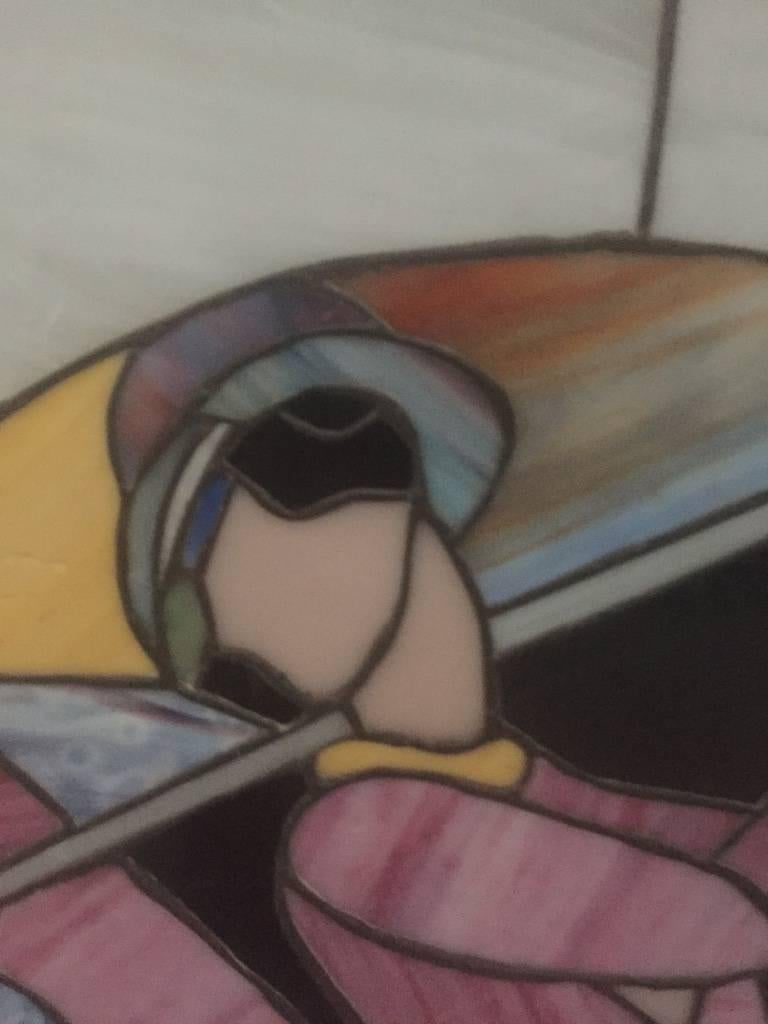 Signierte Art-Deco-Glasmalerei Frau Golfer im Zustand „Hervorragend“ im Angebot in North Bergen, NJ