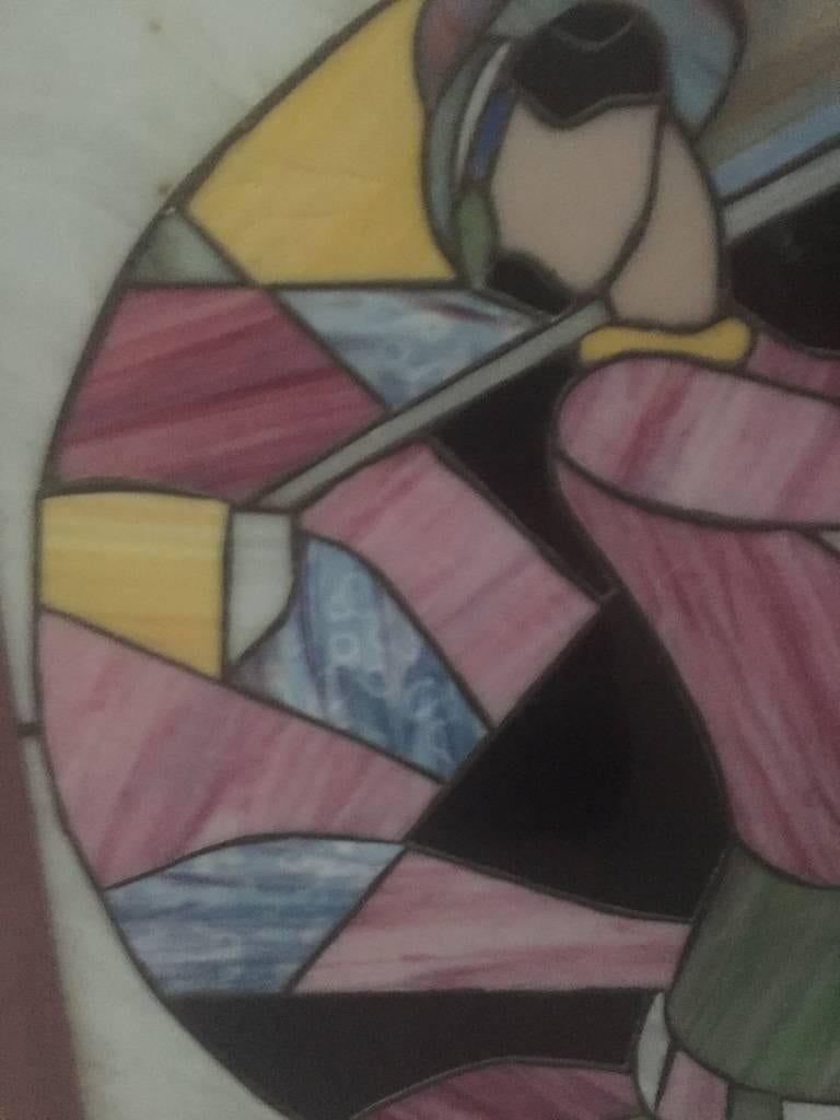art nouveau stained glass woman