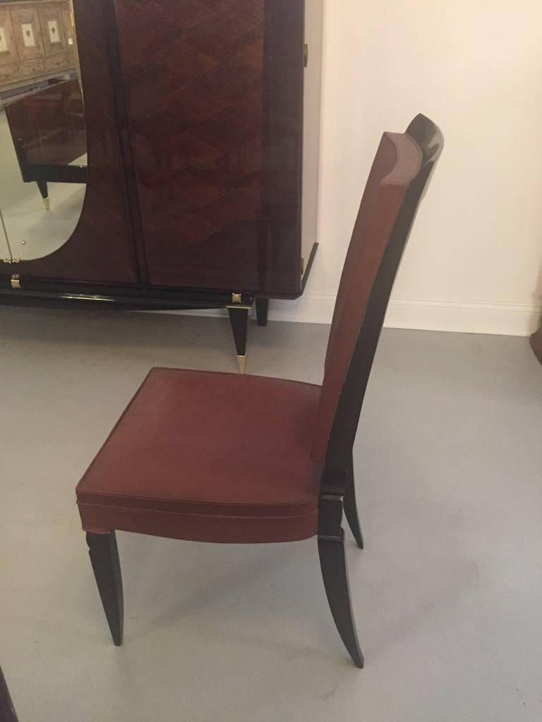 French Art Deco Dining Chairs Set of Six In Excellent Condition In North Bergen, NJ
