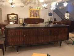 French Art Deco Macassar Ebony Mother-of-Pearl Buffet with Center Dry Bar