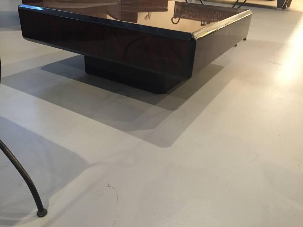 Table basse Art Déco française Macassar Sunburst en vente 1