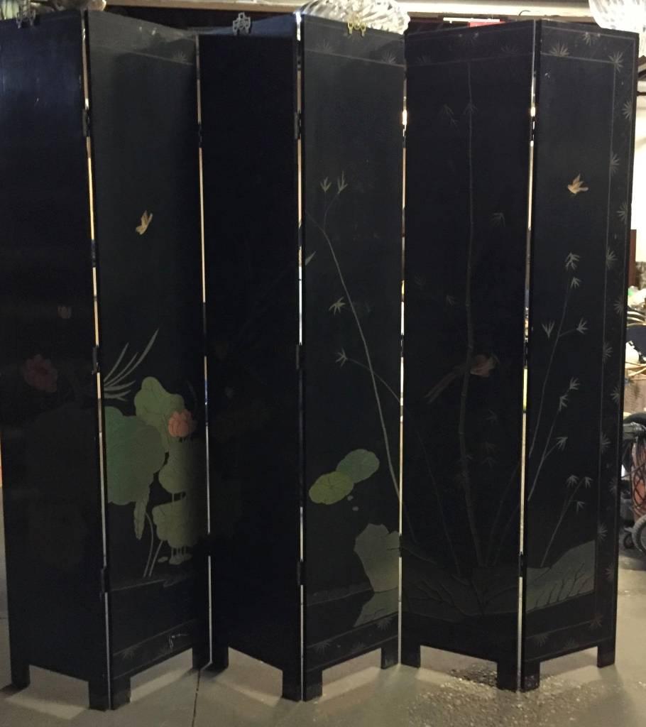 Unique Silver Leaf Folding Standing Screen, 1950s 3