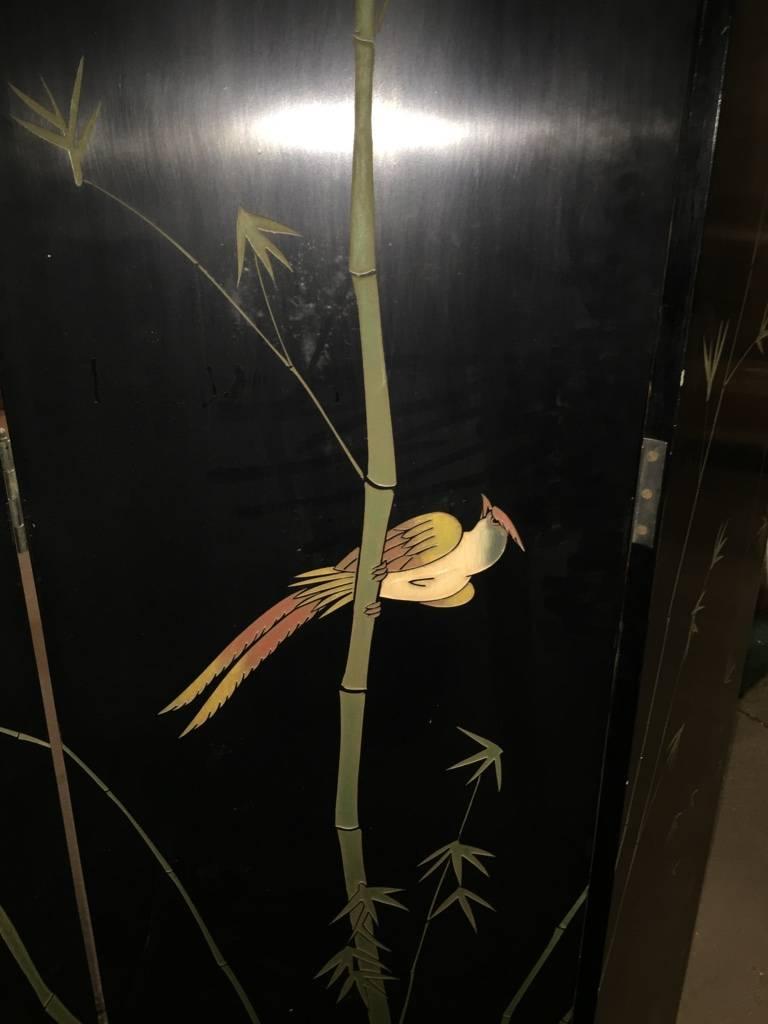 Unique Silver Leaf Folding Standing Screen, 1950s 4