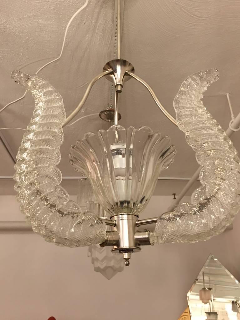 Mid-20th Century Mid-Century Chandelier in the Manner of  Barovier and Toso  For Sale