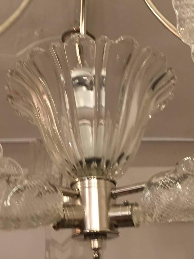 Glass Mid-Century Chandelier in the Manner of  Barovier and Toso  For Sale
