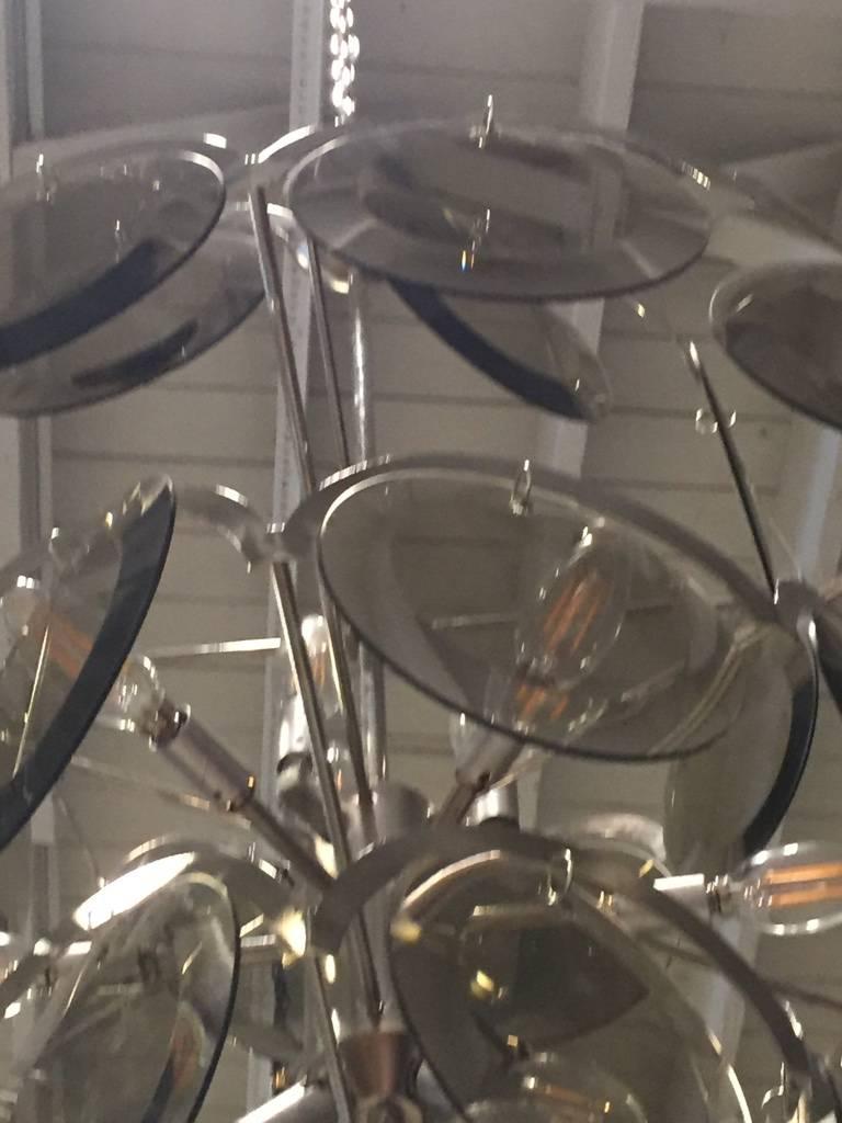 Italian Mid-Century Vistosi Glass Disks Chandelier For Sale 2