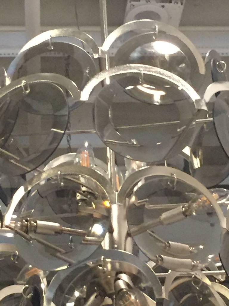 Italian Mid-Century Vistosi Glass Disks Chandelier For Sale 4