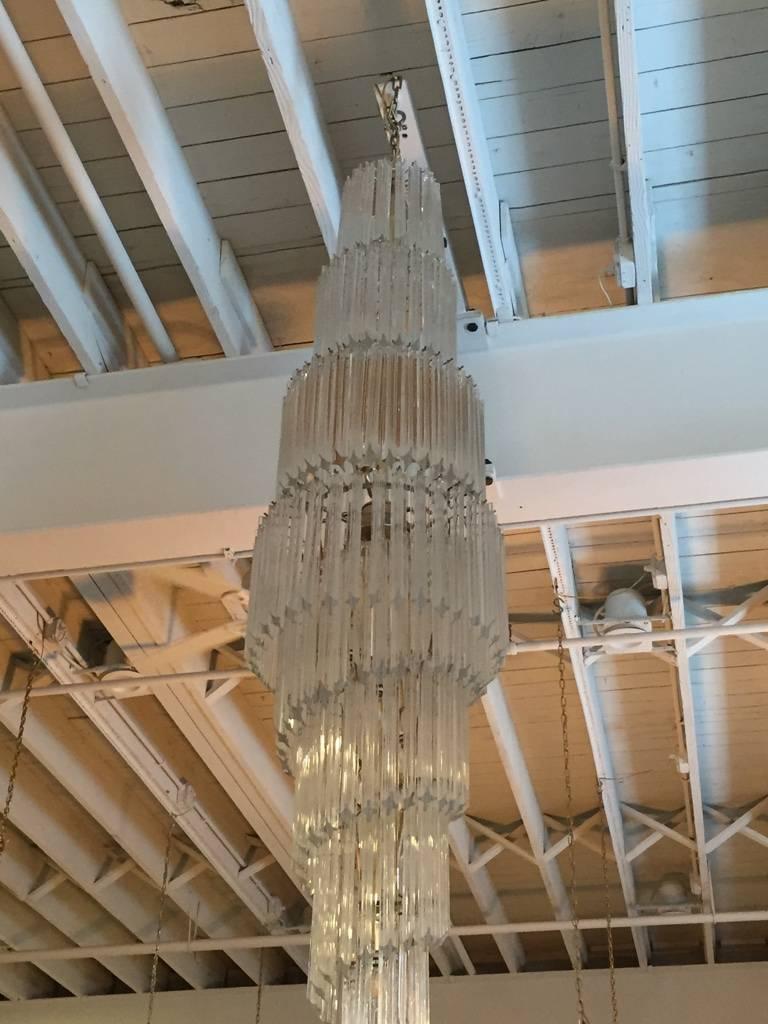 Late 20th Century Mid-Century Italian Murano Spiral Glass Chandelier by Camer