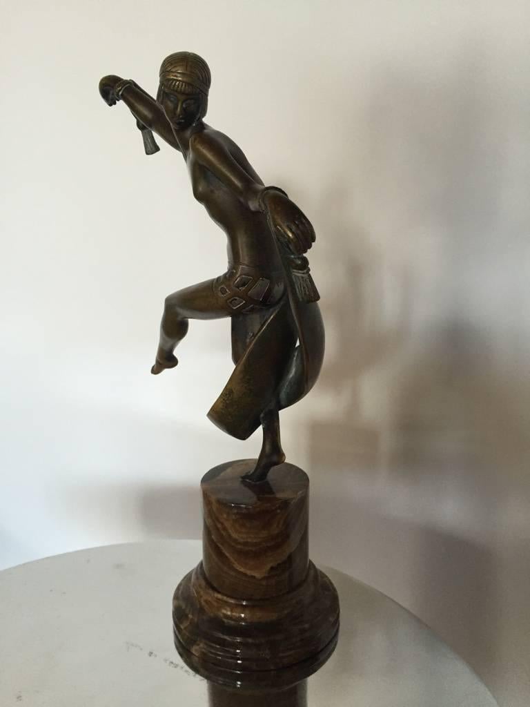 Original Art Deco Nackter Schal Tänzerin Bronze signiert Fanny Rozet, um 1920 im Zustand „Hervorragend“ im Angebot in North Bergen, NJ