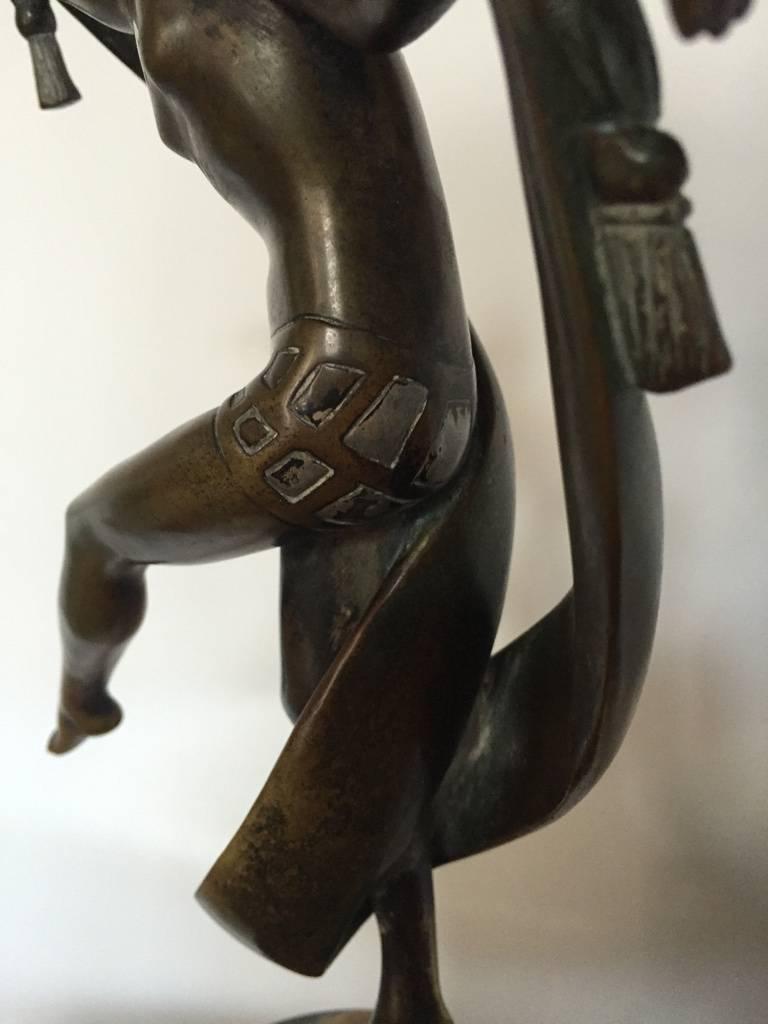 Écharpe Art déco originale d'une danseuse nue en bronze signée Fanny Rozet, vers 1920 Excellent état - En vente à North Bergen, NJ
