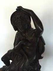 19th Century Signed Bronze of Seated Man Figure