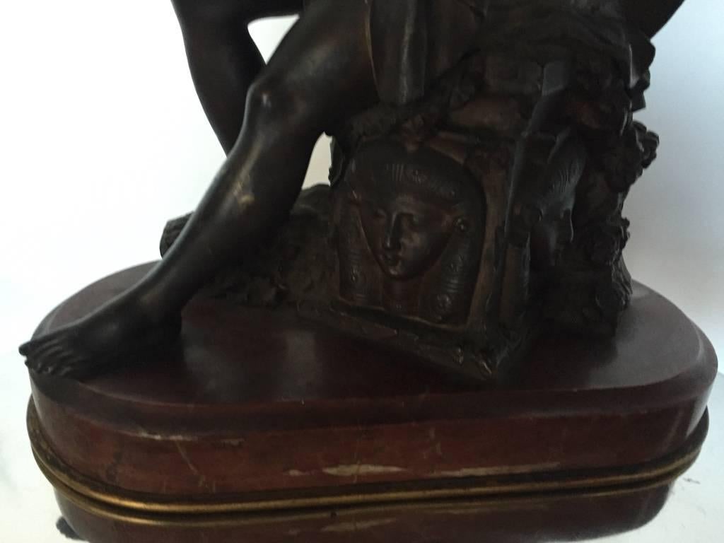 19th Century Signed Bronze of Seated Man Figure In Excellent Condition For Sale In North Bergen, NJ