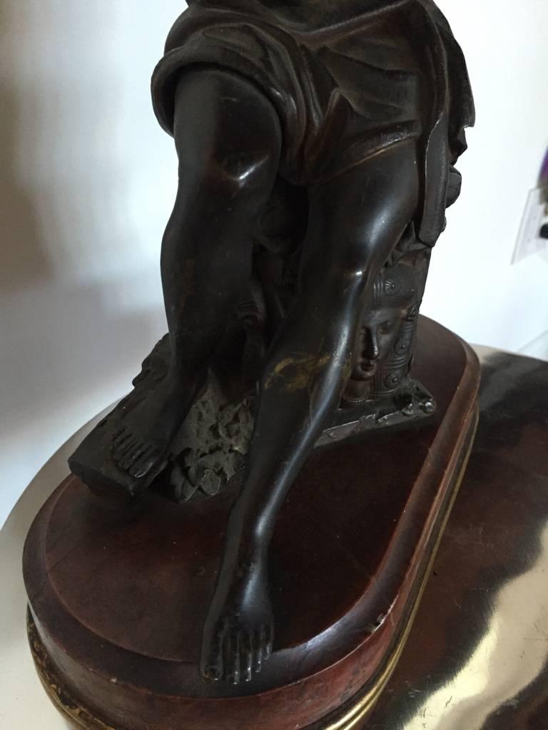 19th Century Signed Bronze of Seated Man Figure For Sale 3