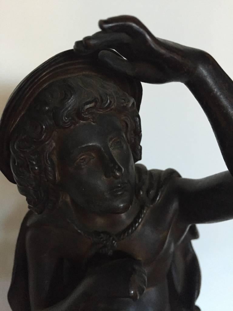 19th Century Signed Bronze of Seated Man Figure For Sale 5