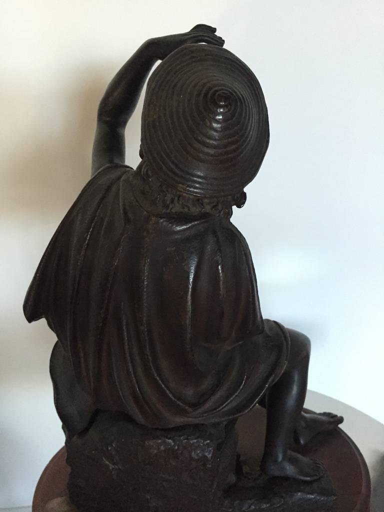 19th Century Signed Bronze of Seated Man Figure For Sale 6