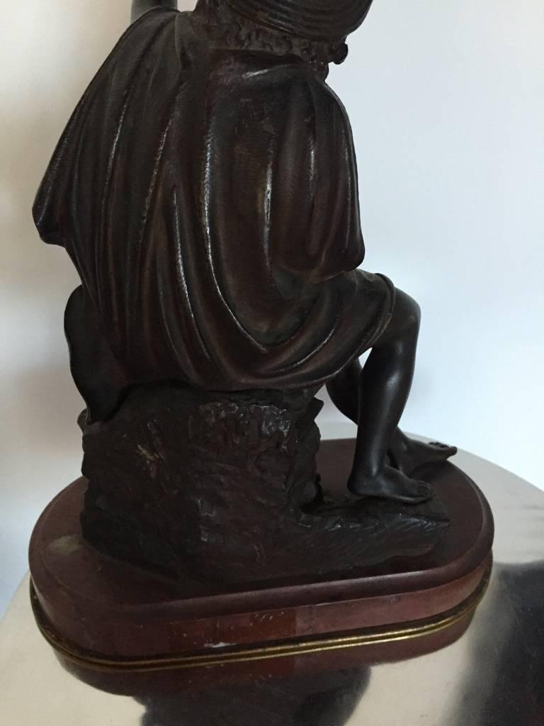 19th Century Signed Bronze of Seated Man Figure For Sale 7
