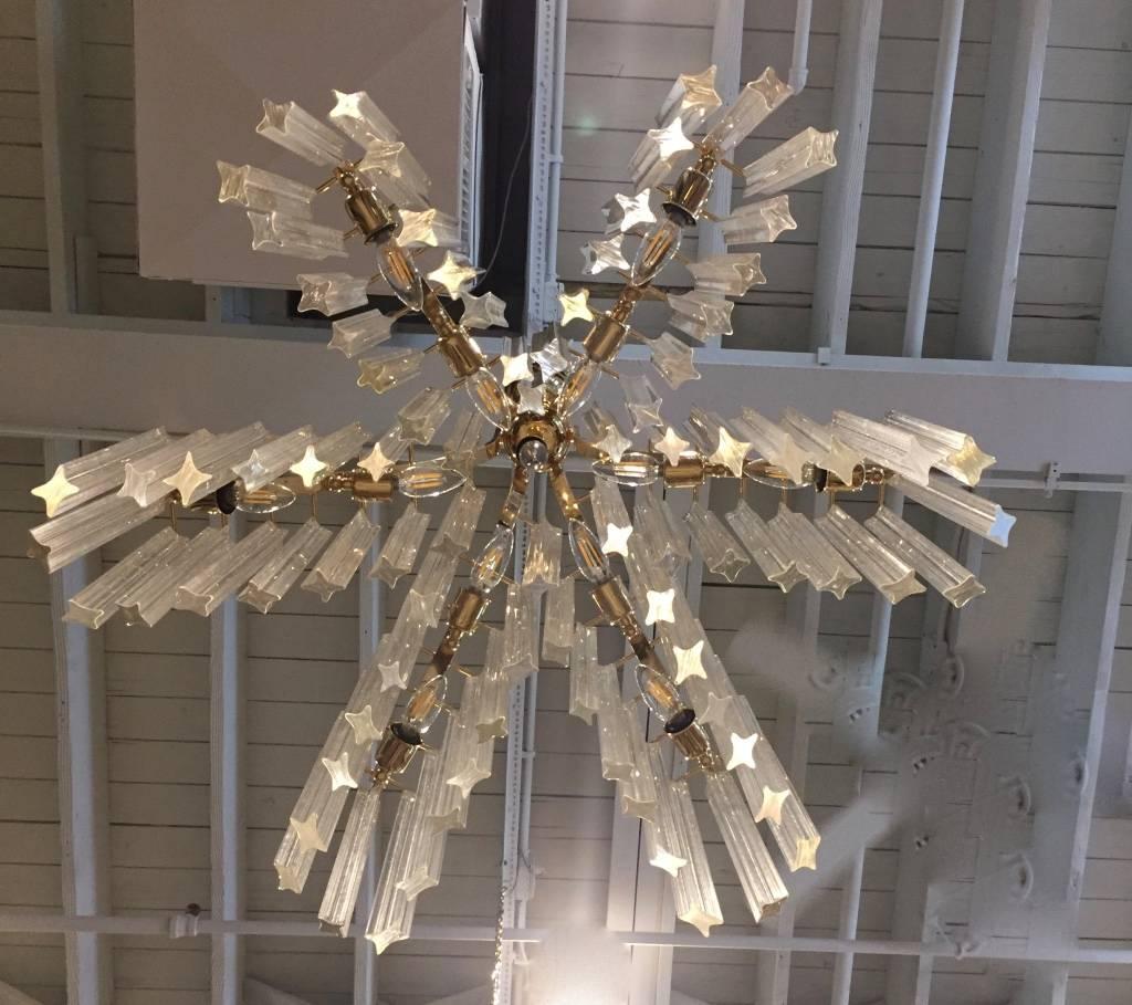 Gorgeous Mid-Century Italian Glass Six-Arm Chandelier by Camer 1