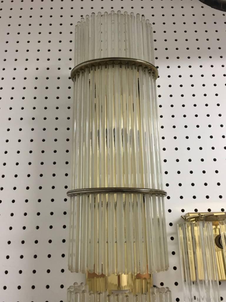 Paar italienische Mid-Century-Wandleuchter mit Glasstäben im Zustand „Hervorragend“ im Angebot in North Bergen, NJ