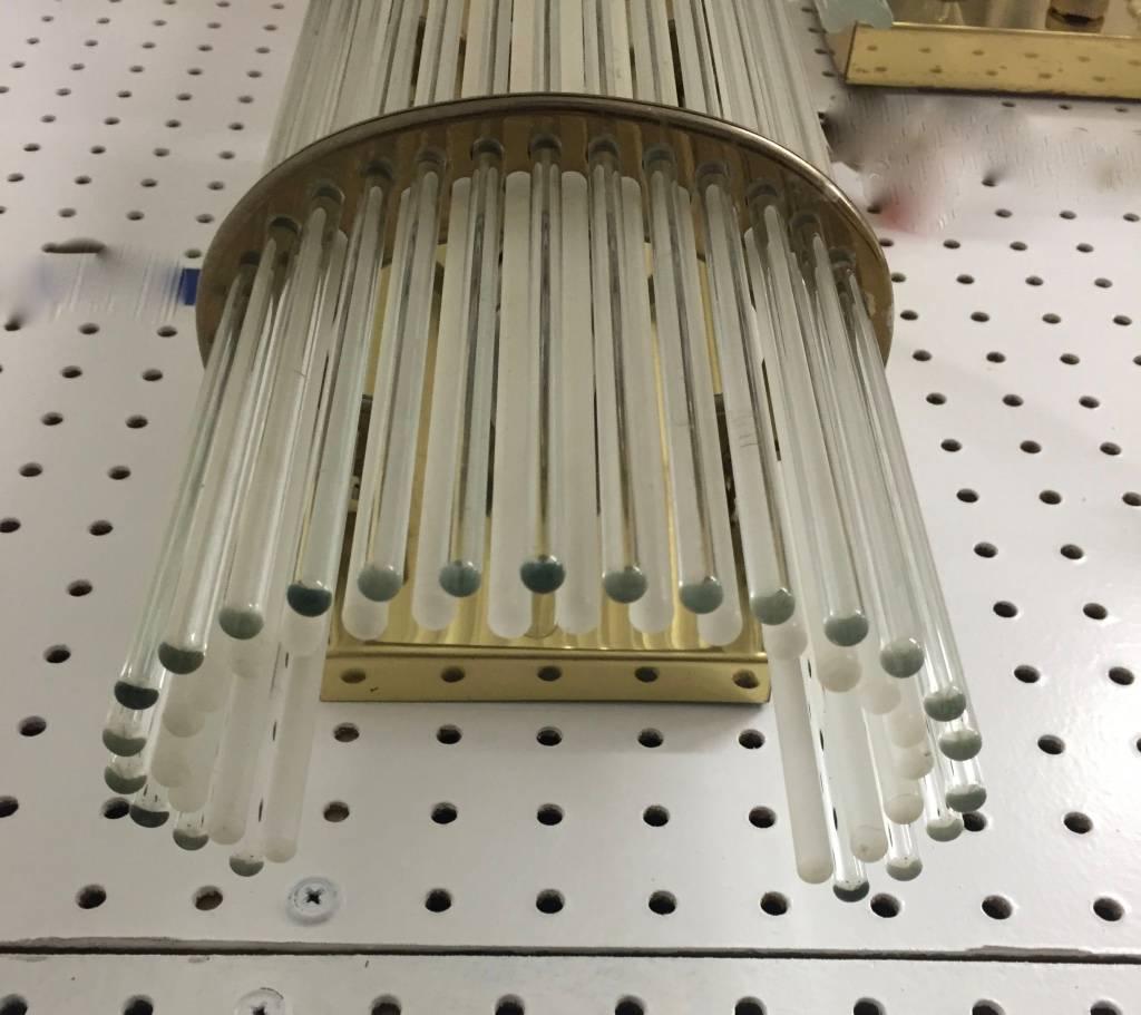 Pair of Italian Mid-Century Sconces with Glass Rods In Excellent Condition For Sale In North Bergen, NJ