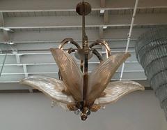 French Art Deco Chandelier with Geometric Flying Bird Motif by P. Maynadier