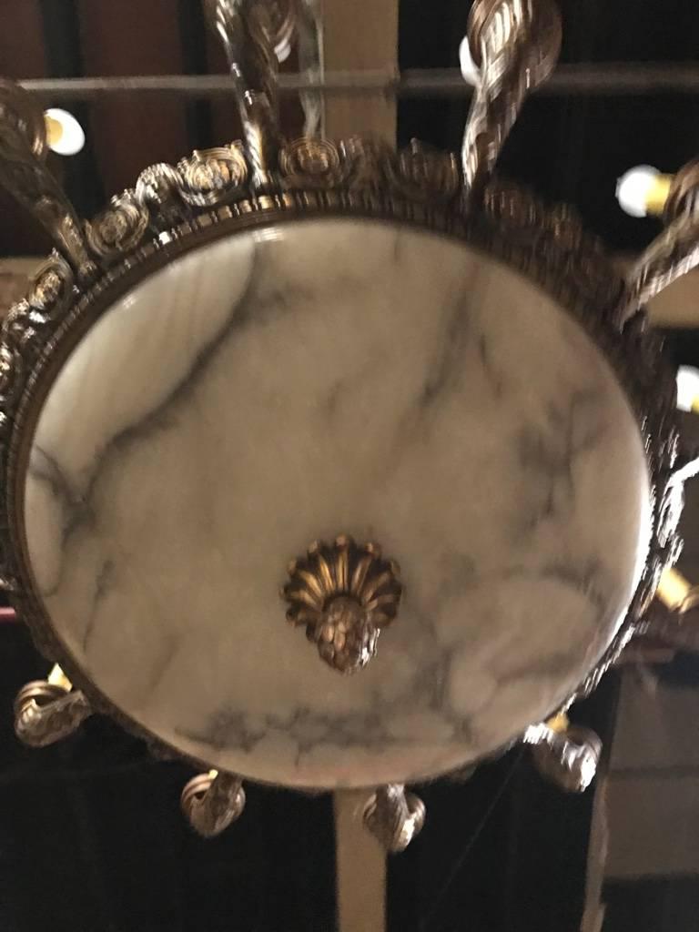 XX secolo Lampadario a cupola in alabastro lucido francese in vendita