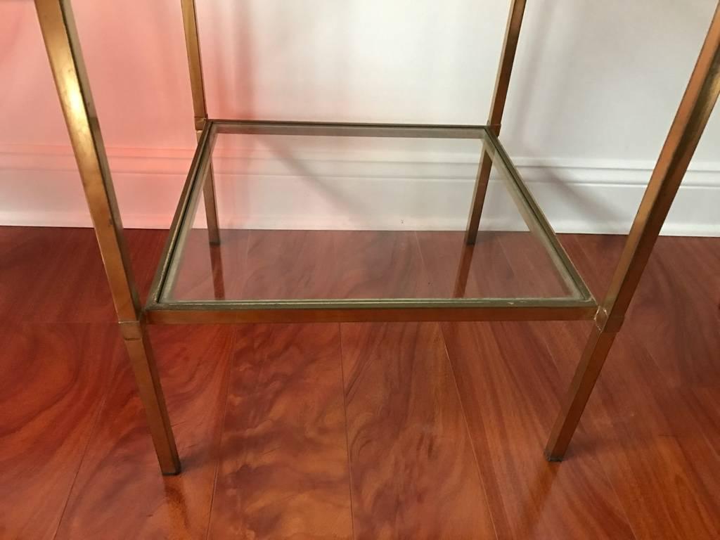 Mid-20th Century Mid-Century Modern Brass and Glass Side Table