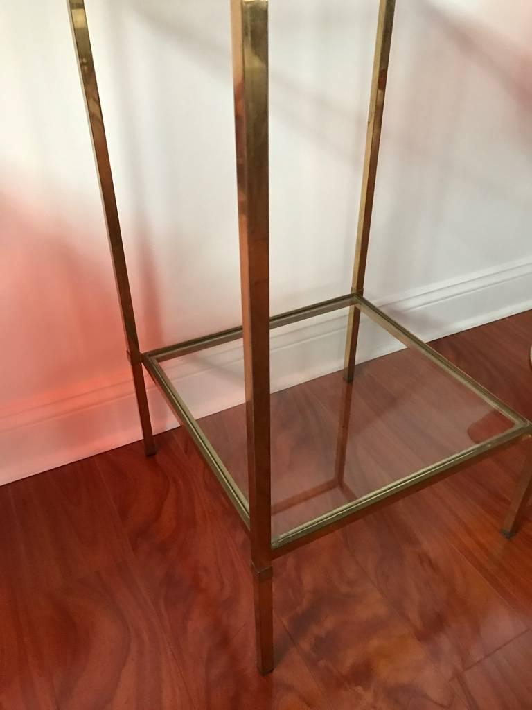 Mid-Century Modern Brass and Glass Side Table 1