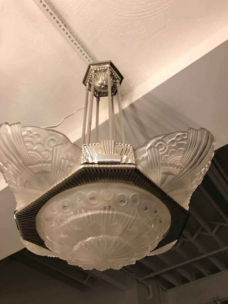 20th Century French Art Deco Chandelier by Georges Leleu