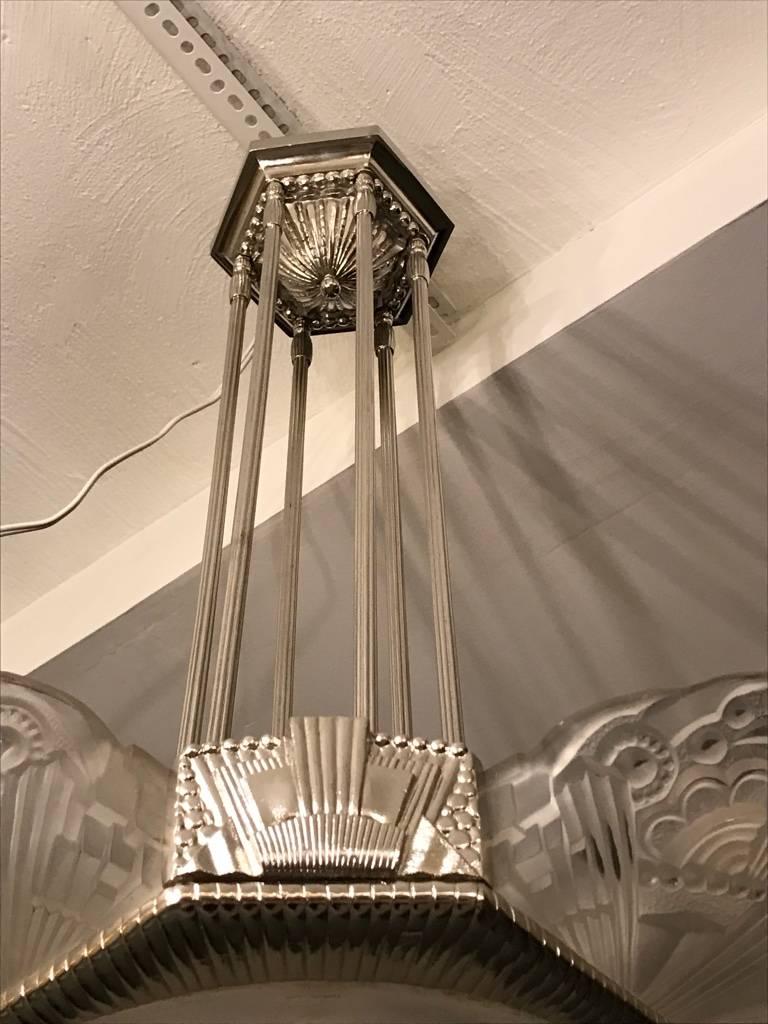 French Art Deco Chandelier by Georges Leleu 4