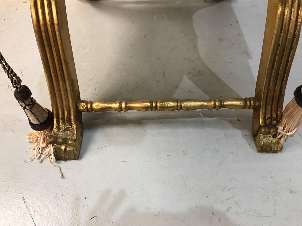 Giltwood Bench with Pillow and Nailheads For Sale 1