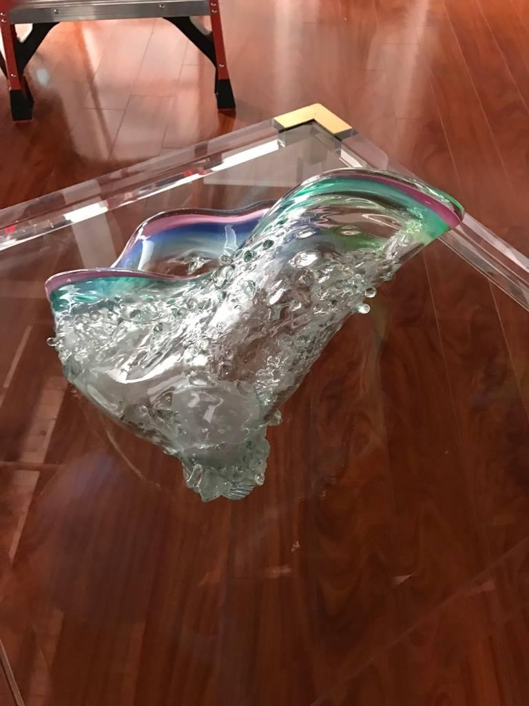 Mid-Century Murano Seashell Glass Bowl In Excellent Condition For Sale In North Bergen, NJ