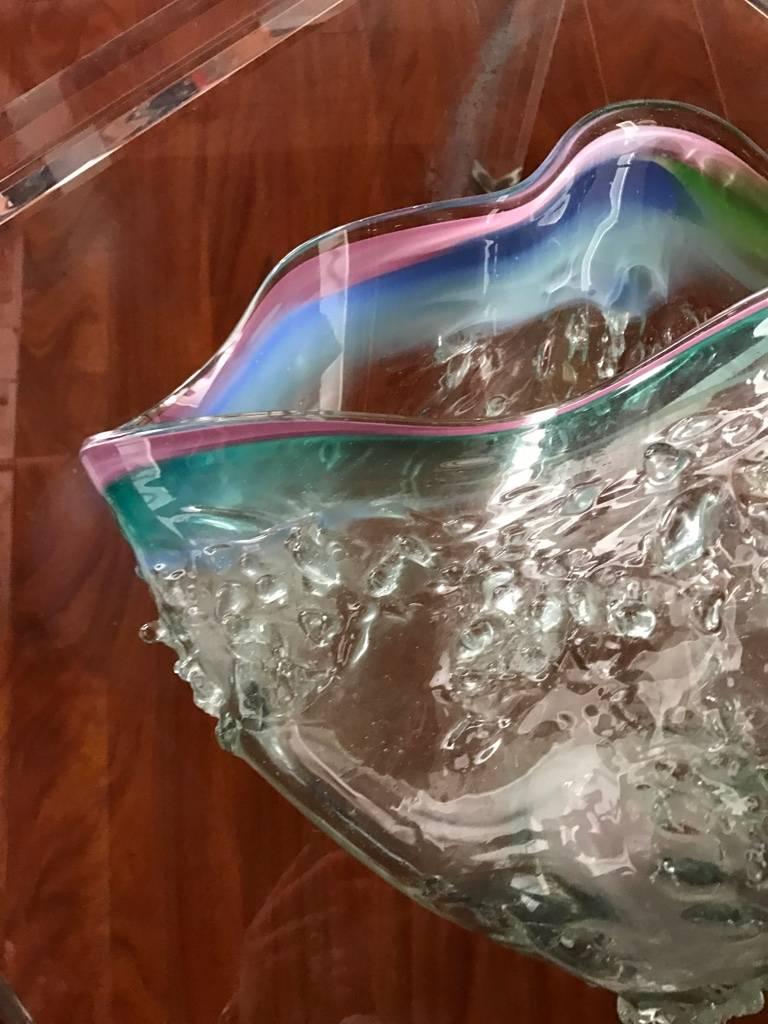 Mid-Century Murano Seashell Glass Bowl For Sale 2