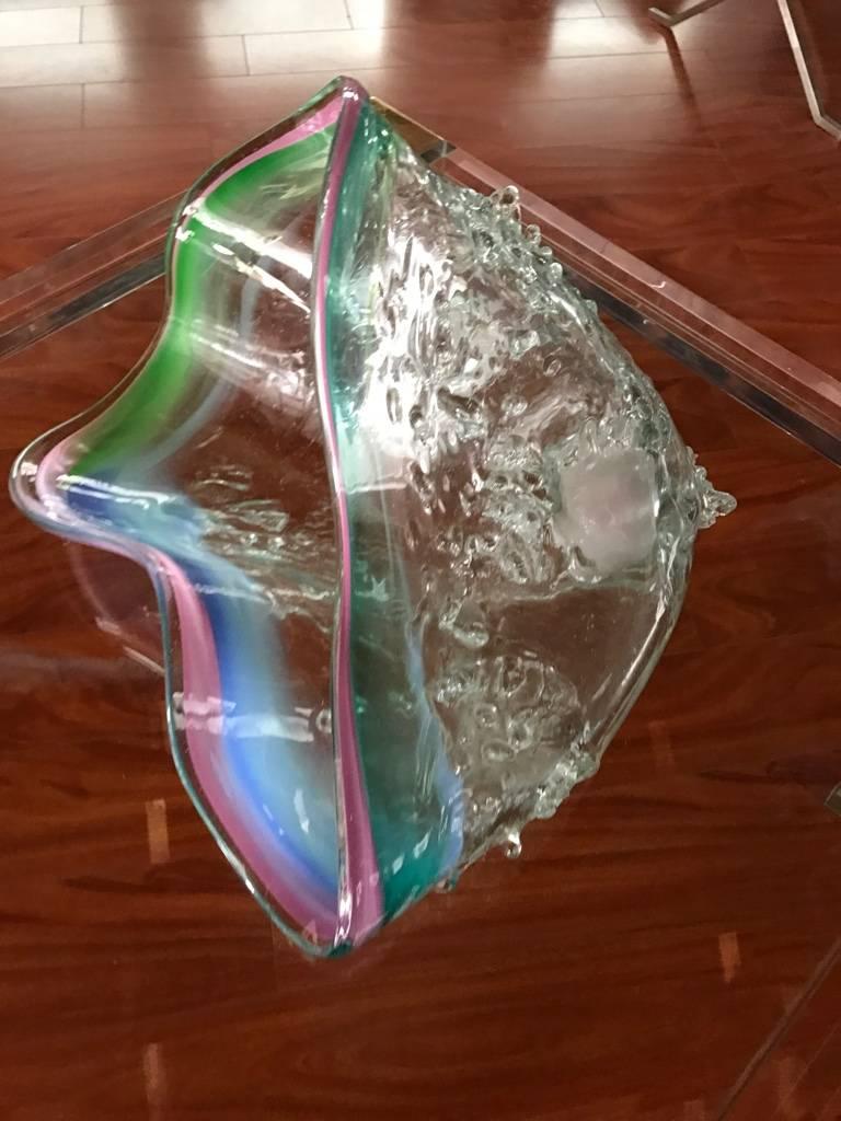 Mid-Century Murano Seashell Glass Bowl For Sale 3