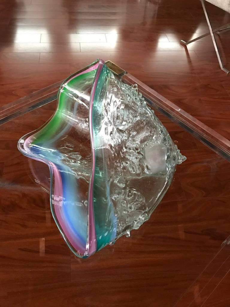 Mid-Century Modern Mid-Century Murano Seashell Glass Bowl For Sale