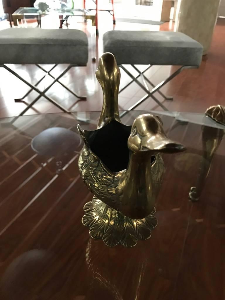 Mid-Century brass candy dish. Having double sided swans with beautiful details.