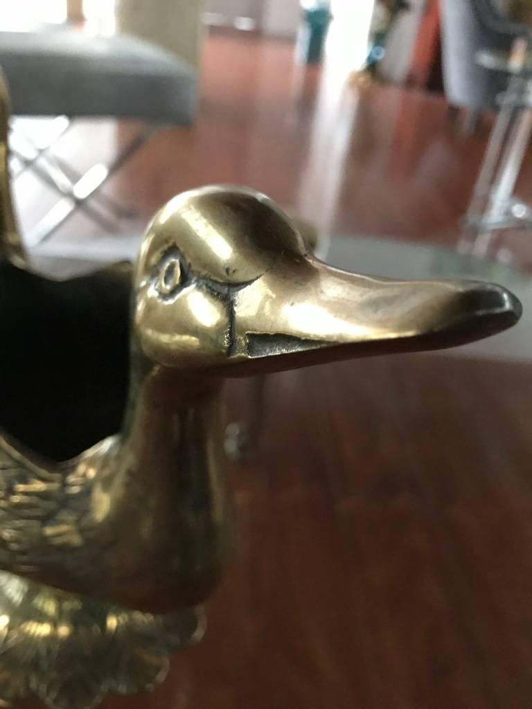 Mid-Century Modern Mid-Century Brass Double Sided Swan Candy Dish For Sale