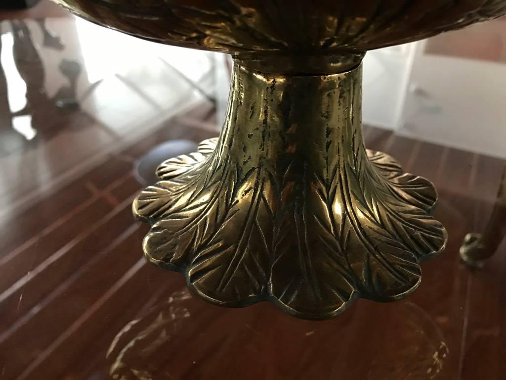 Late 20th Century Mid-Century Brass Double Sided Swan Candy Dish For Sale