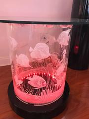 Signed Joseph Galvan Functional Acrylic Table with Glass Top