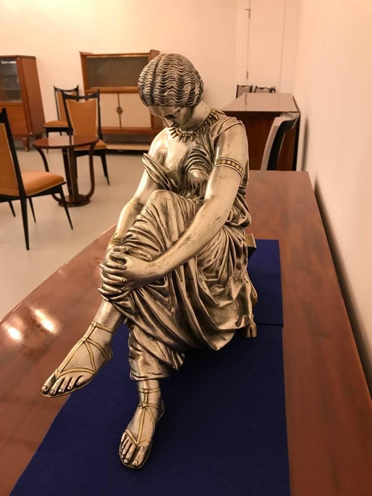 French Bronze Figure of a Seated Female For Sale 1