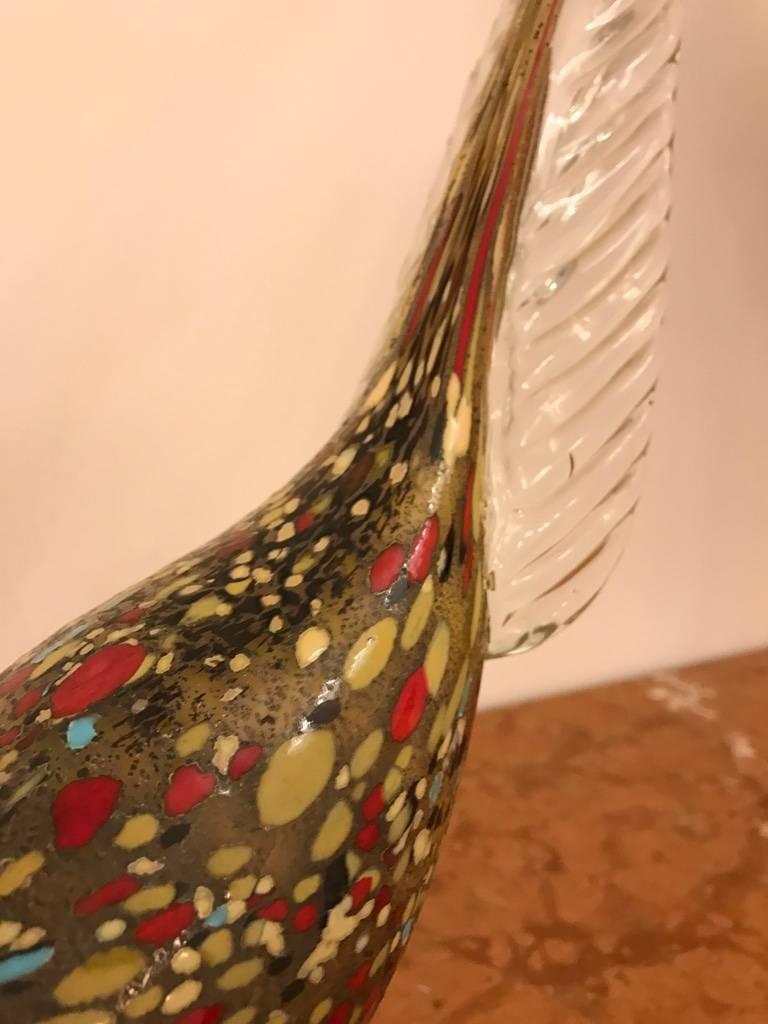 Pair of Italian Murano Hand Blown Glass Roosters For Sale 2