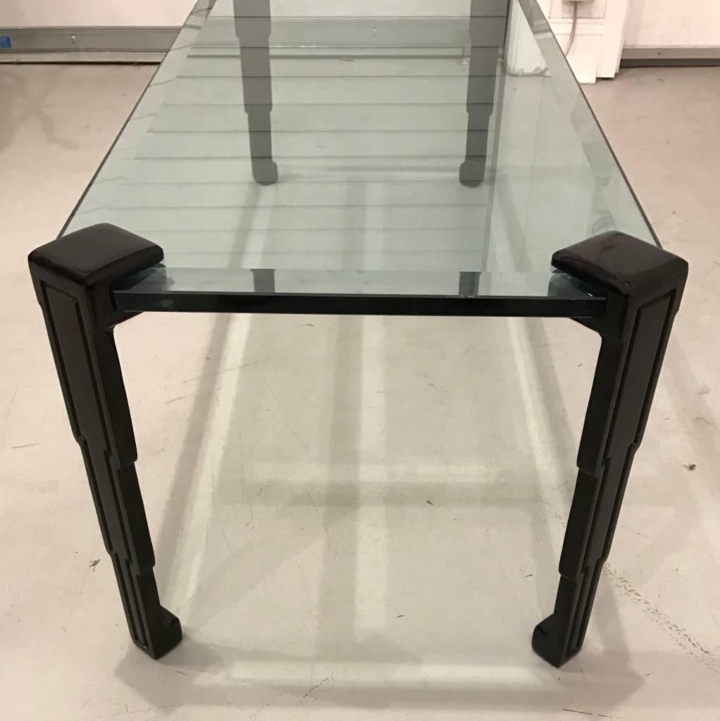 Art Deco Glass Top Coffee or Cocktail Table with Skyscraper Motif In Excellent Condition In North Bergen, NJ