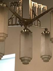 French Art Deco Chandelier with Skyscraper Motif