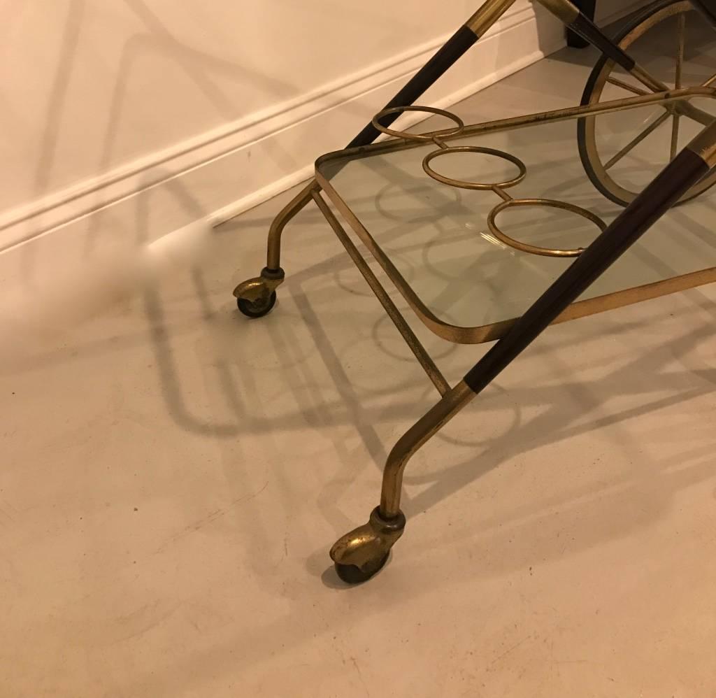 Italian Mid-Century Brass and Glass Bar Cart 1
