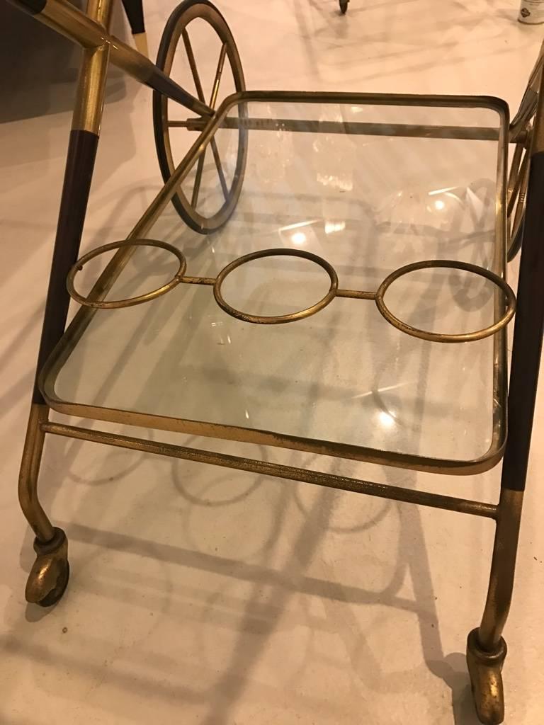 Italian Mid-Century Brass and Glass Bar Cart 3
