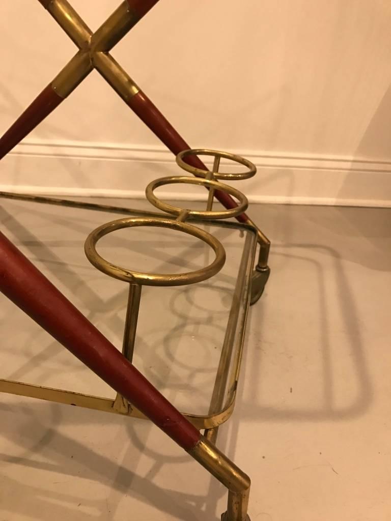 Italian, Mid-Century Brass and Glass Bar Cart 3